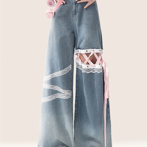 Lace Cut-off Jeans